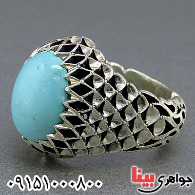 انگشتر فیروزه نیشابوری عجمی بسیار خوشرنگ و زیبا _کد:25219