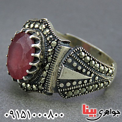 انگشتر یاقوت سرخ آفریقایی مارکازیتی زنانه _کد:25221