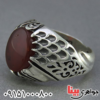 انگشتر عقیق یمنی سرخ مردانه _کد:25222