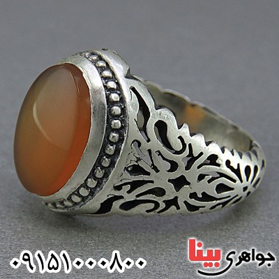انگشتر عقیق یمنی شرف الشمس خوشرنگ مردانه _کد:25223