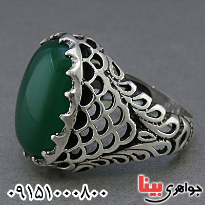 انگشتر عقیق سبز خوشرنگ بسیار زیبا _کد:25245