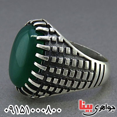 انگشتر عقیق سبز مردانه خوشرنگ _کد:25247