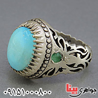 انگشتر فیروزه نیشابوری دست ساز مردانه _کد:25281