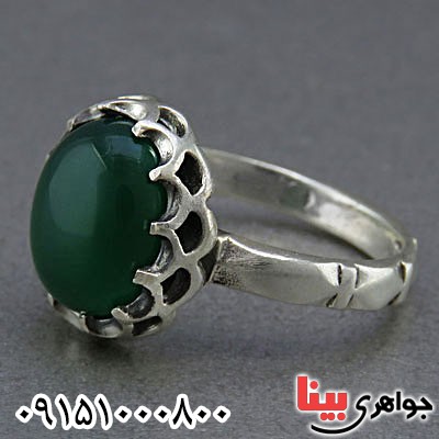 انگشتر عقیق سبز خوشرنگ بسیار زیبا مردانه _کد:25295