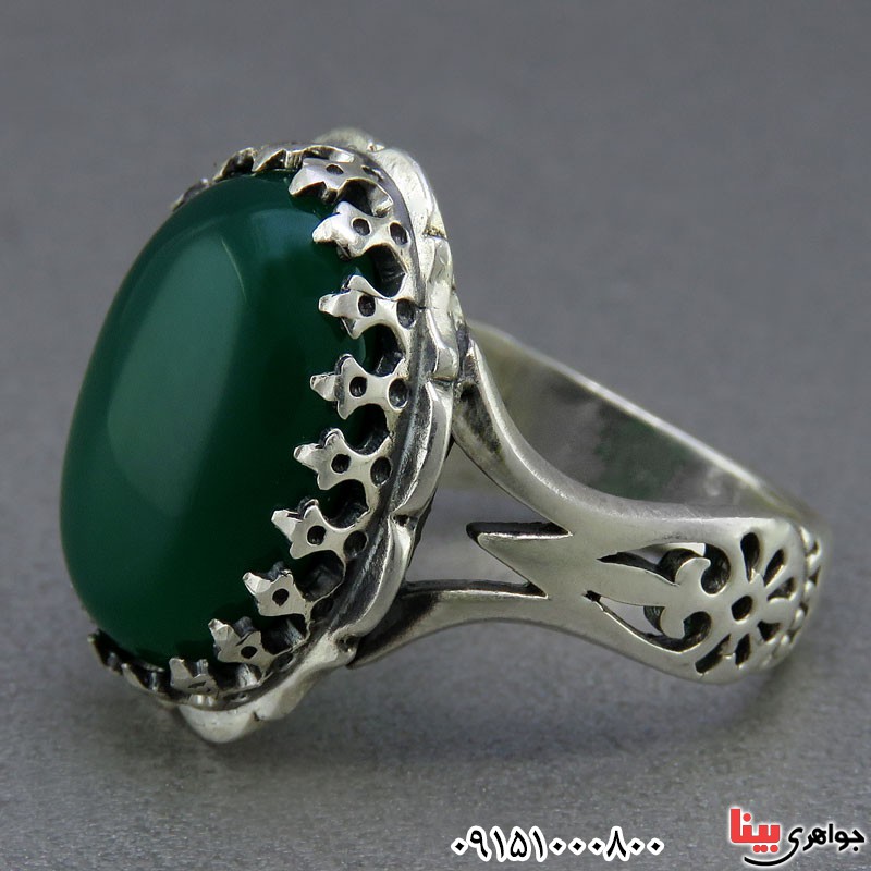 انگشتر عقیق سبز مردانه بسیار زیبا _کد:25296