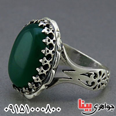 انگشتر عقیق سبز مردانه بسیار زیبا _کد:25296