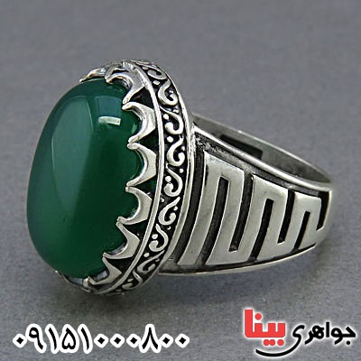 انگشتر عقیق سبز خوشرنگ مردانه _کد:25303