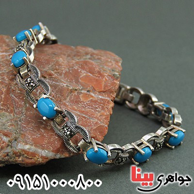 دستبند فیروزه مارکازیتی خوشرنگ زنانه _کد:25323