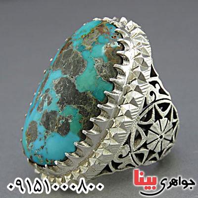 انگشتر فیروزه نیشابوری درشت و فاخر مردانه _کد:25328