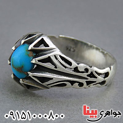 انگشتر فیروزه نیشابوری مردانه خوشرنگ و خاص _کد:25339