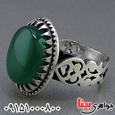 انگشتر عقیق سبز مردانه خوشرنگ و خاص _کد:25346