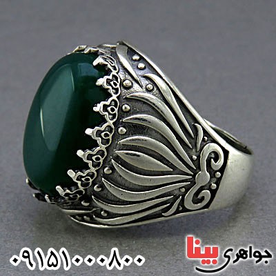 انگشتر عقیق سبز مردانه بسیار زیبا _کد:25374