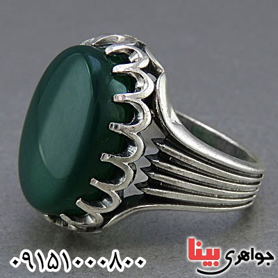 انگشتر عقیق سبز خوشرنگ مردانه _کد:25375