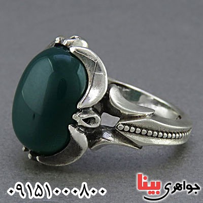 انگشتر عقیق سبز مردانه بسیار زیبا _کد:25376