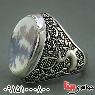انگشتر عقیق شجری درشت مردانه خوش نقش _کد:25402