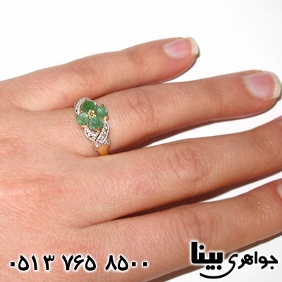 انگشتر زمرد زنانه چهار نگین