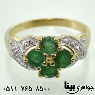 انگشتر زمرد زنانه چهار نگین
