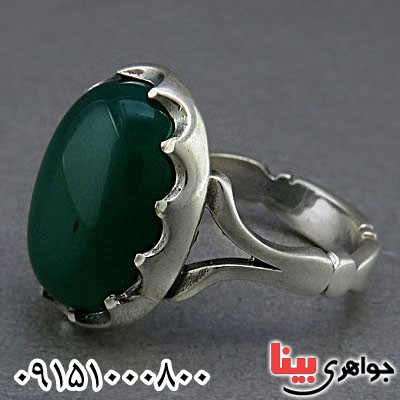 انگشتر عقیق سبز مردانه بسیار زیبا _کد:25416