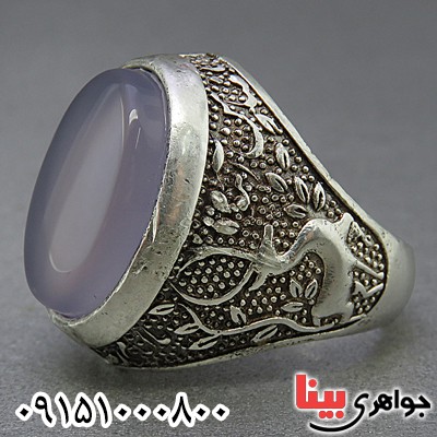 انگشتر عقیق کبود مردانه خوشرنگ _کد:25420