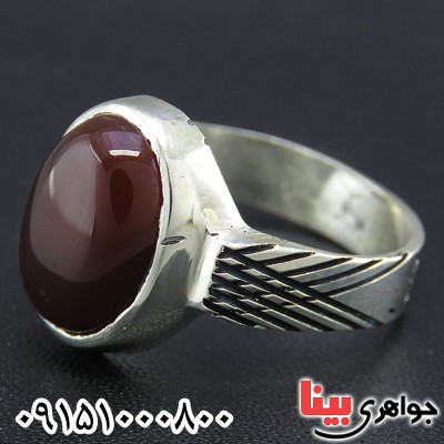 انگشتر عقیق قرمز خوشرنگ و شیک همراه با حرز امام جواد (ع) _کد:25426