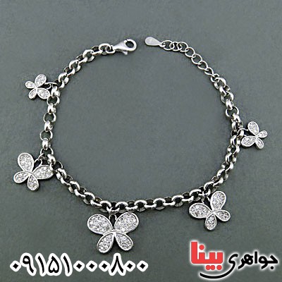 دستبند نقره رودیوم طرح پروانه خاص و شیک _کد:25434