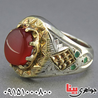 انگشتر عقیق یمنی دست ساز مردانه بسیار خاص _کد:25461