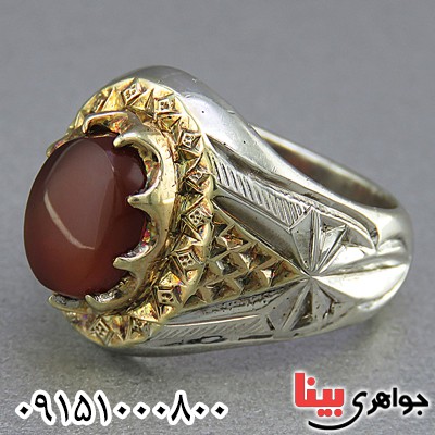 انگشتر عقیق یمنی دست ساز مردانه بسیار خاص _کد:25462