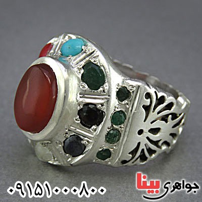 انگشتر چند جواهر درشت فاخر مردانه _کد:25480