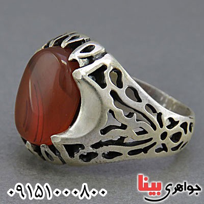 انگشتر عقیق یمنی مردانه خوشرنگ و خاص _کد:25483