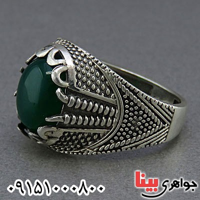 انگشتر عقیق سبز خوشرنگ مردانه _کد:25492