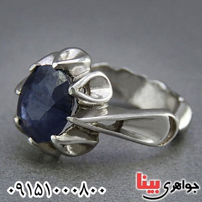 انگشتر یاقوت کبود مردانه خوشرنگ خاص _کد:25503
