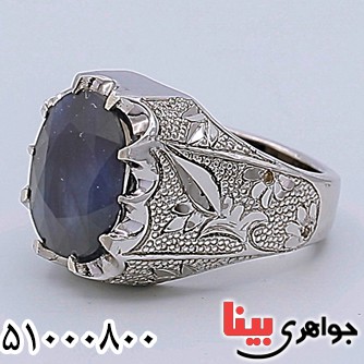انگشتر یاقوت کبود خوشرنگ فاخر مردانه