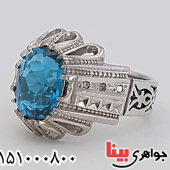 انگشتر توپاز خوشرنگ دست ساز فاخر مردانه