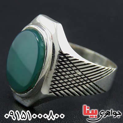 انگشتر عقیق سبز مردانه همراه با حرز امام جواد (ع) _کد:25539