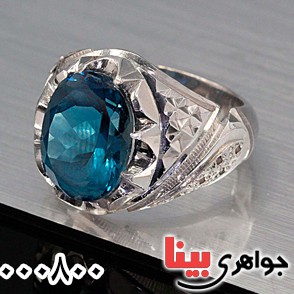 انگشتر توپاز و الماس فاخر دست ساز مردانه _کد:25548