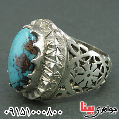 انگشتر فیروزه نیشابوری خوشرنگ درشت مردانه _کد:25554