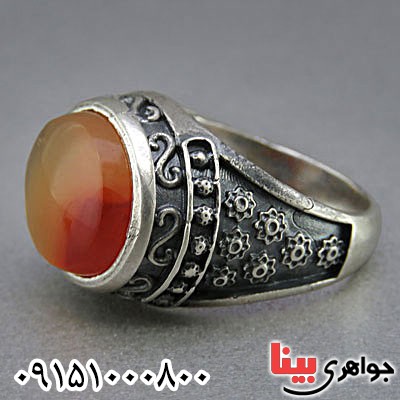 انگشتر عقیق یمنی مردانه خوشرنگ و خاص _کد:25573