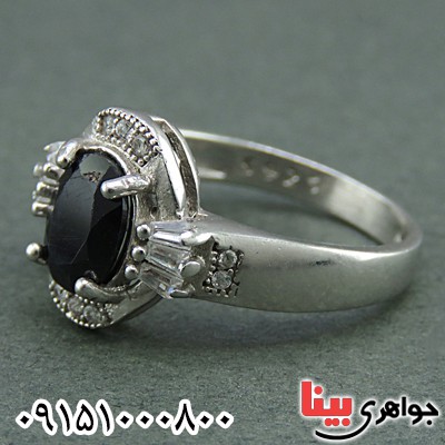 انگشتر یاقوت کبود آفریقایی رودیوم زنانه _کد:25581