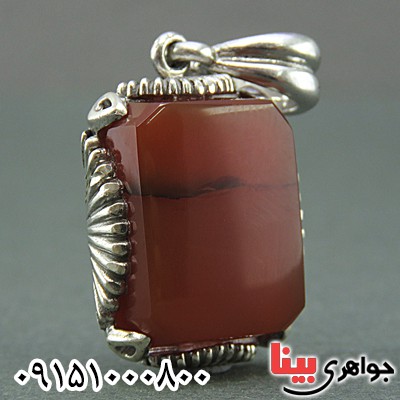 گردنبند عقیق یمنی سرخ طرح صدفی _کد:25597