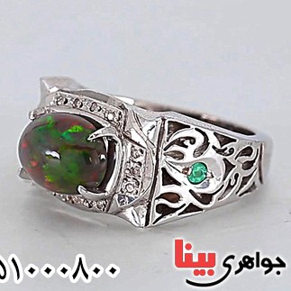 انگشتر اوپال دور الماس دست ساز فاخر مردانه
