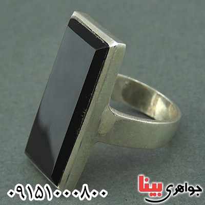 انگشتر عقیق سیاه (اونیکس) درشت مردانه دست ساز بسیار خاص _کد:25640