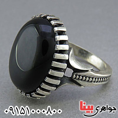 انگشتر عقیق سیاه (اونیکس) مردانه خاص و زیبا _کد:25650