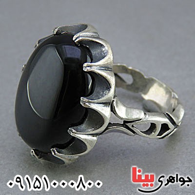 انگشتر عقیق سیاه (اونیکس) خاص مردانه بسیار زیبا _کد:25654