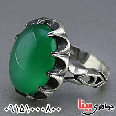 انگشتر عقیق سبز خوشرنگ مردانه _کد:25656