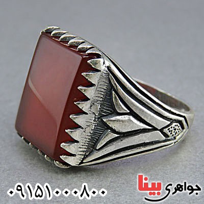 انگشتر عقیق قرمز مردانه خوشرنگ و خاص _کد:25659