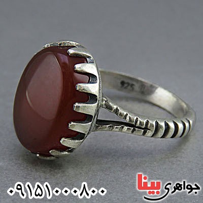 انگشتر عقیق قرمز خوشرنگ خاص مردانه _کد:25660