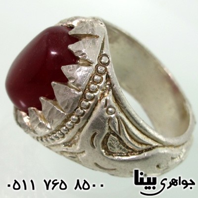 انگشتر عقیق قرمز مردانه طرح غزال