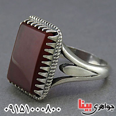 انگشتر عقیق قرمز خوشرنگ مردانه _کد:25684