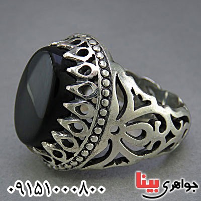 انگشتر عقیق سیاه (اونیکس) خاص و خوشرنگ مردانه _کد:25688