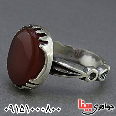 انگشتر عقیق قرمز شیک و خاص مردانه _کد:25739